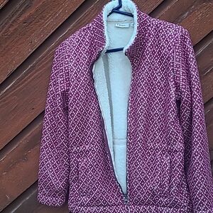Vintage LL Bean  Warm and Cozy Sherpa Lined Full Zip Sweater Jacket Womens